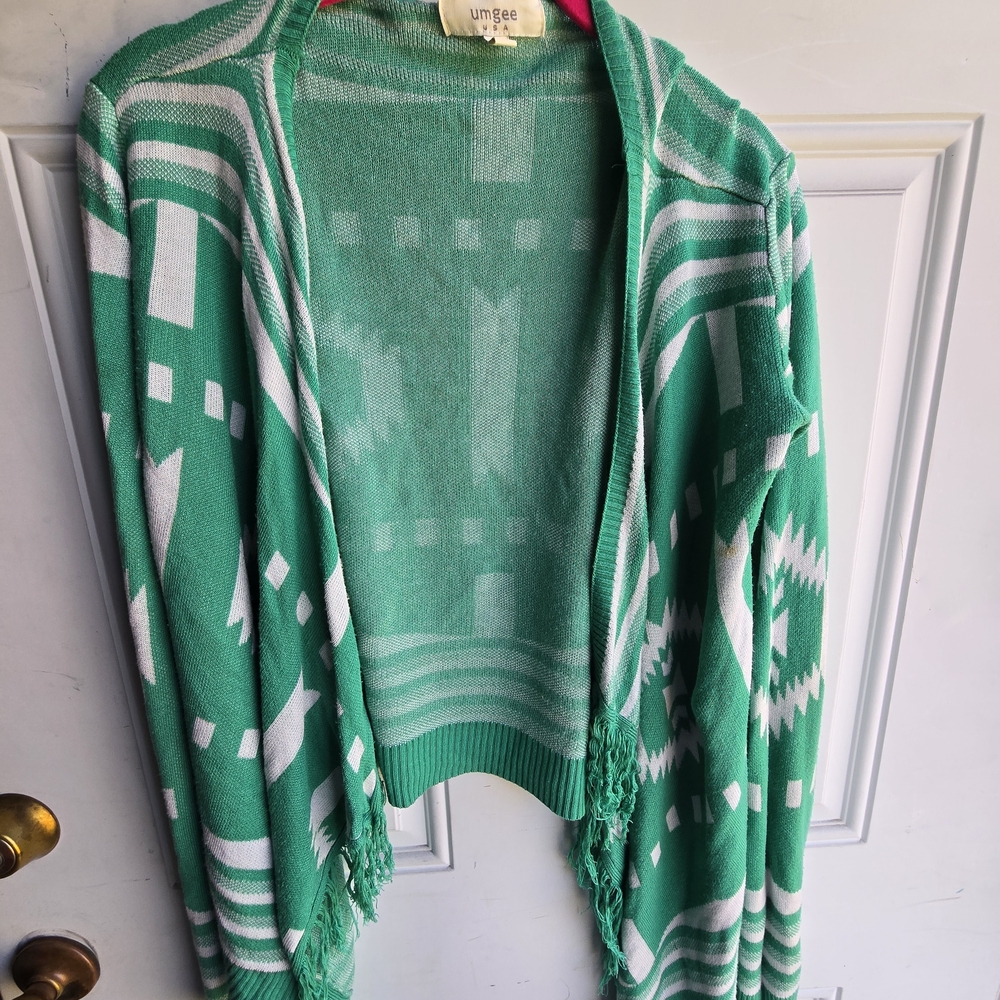 Umgee Green and White Women's Sweater